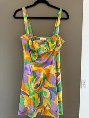 DANIELLE BERNSTEIN Abstract Print Mini Dress - Yellow, Purple, Green, Orange
